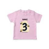 Baby T-Shirt Birthday Outfit - 3rd Month | Personalized T-Shirt | Cozy Cotton Fabric - BABY PINK - 0-5 Months Old (Chest 17")