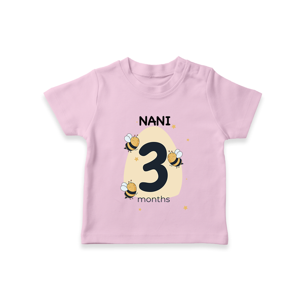 Baby T-Shirt Birthday Outfit - 3rd Month | Personalized T-Shirt | Cozy Cotton Fabric - BABY PINK - 0-5 Months Old (Chest 17")