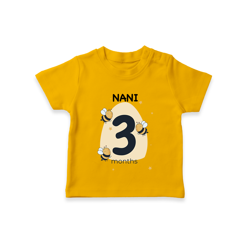 Baby T-Shirt Birthday Outfit - 3rd Month | Personalized T-Shirt | Cozy Cotton Fabric - CHROME YELLOW - 0-5 Months Old (Chest 17")