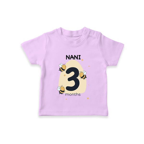 Baby T-Shirt Birthday Outfit - 3rd Month | Personalized T-Shirt | Cozy Cotton Fabric - LILAC - 0-5 Months Old (Chest 17")