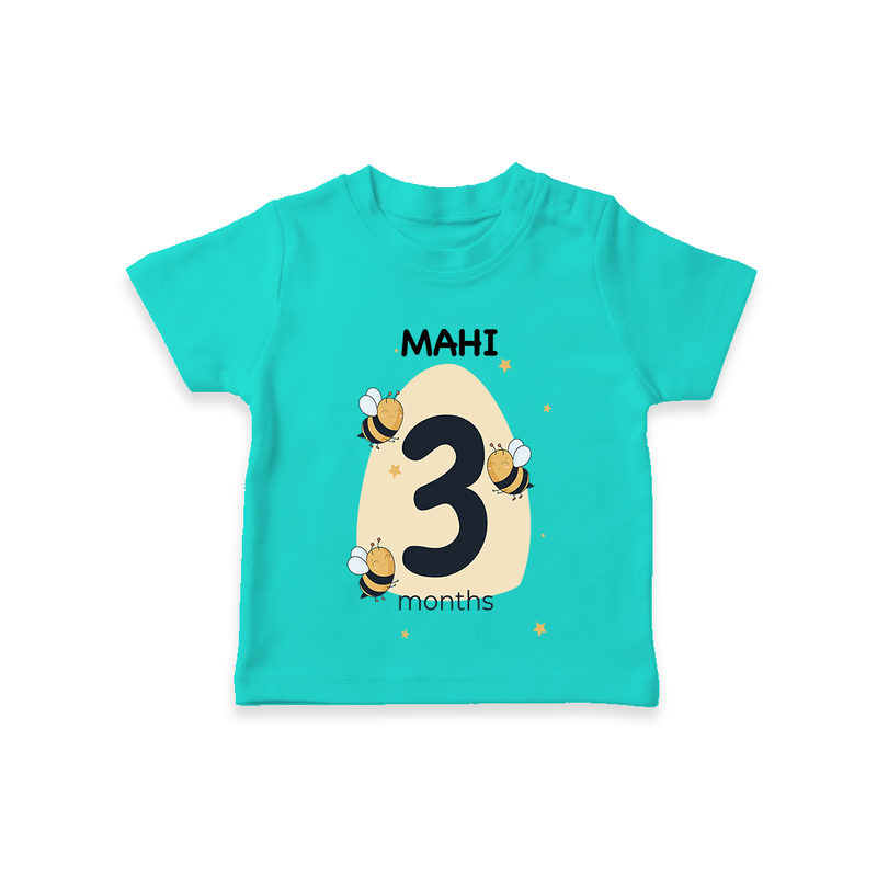 Commemorate your little one's 3rd month with a customized T-Shirt - TEAL - 0 - 5 Months Old (Chest 17")