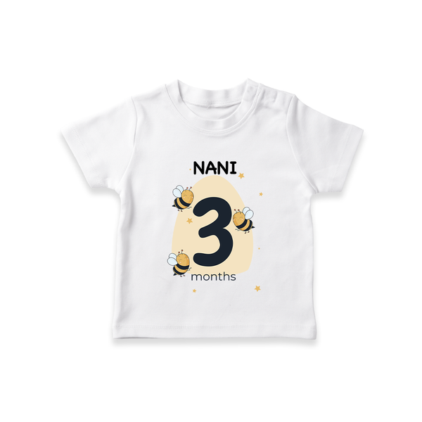 Baby T-Shirt Birthday Outfit - 3rd Month | Personalized T-Shirt | Cozy Cotton Fabric - WHITE - 0-5 Months Old (Chest 17")