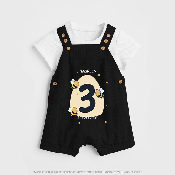 Commemorate This Special Moment With Our Bespoke Baby Dungaree Set, Perfect For 3-Month Celebration - BLACK - 0 - 5 Months Old (Chest 18")