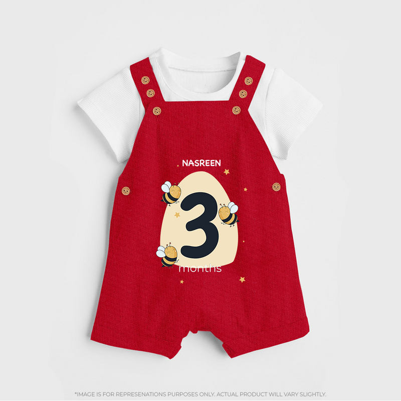 Commemorate This Special Moment With Our Bespoke Baby Dungaree Set, Perfect For 3-Month Celebration - RED - 0 - 5 Months Old (Chest 18")