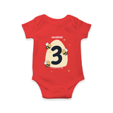 Commemorate This Special Moment With Our Bespoke Baby Romper, Perfect For 3-Month Celebration - RED - 0 - 3 Months Old (Chest 16")