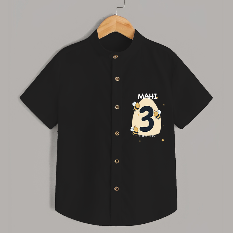 Commemorate your little one's 3rd month with a customized Shirt - BLACK - 0 - 6 Months Old (Chest 21")