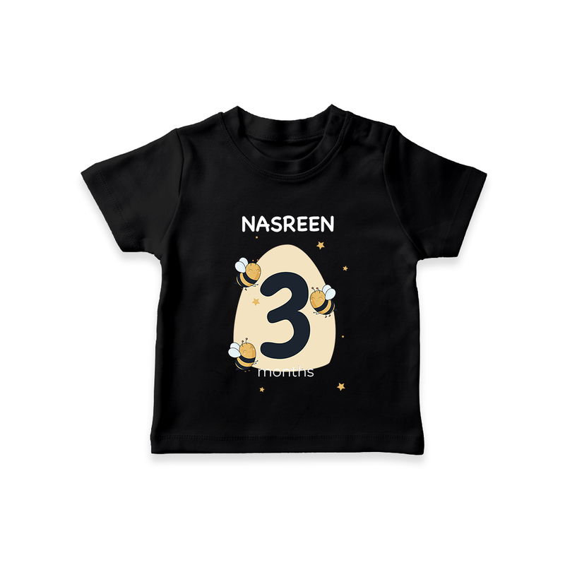 Baby T-Shirt Birthday Outfit - 3rd Month | Personalized T-Shirt | Cozy Cotton Fabric - BLACK - 0-5 Months Old (Chest 17")