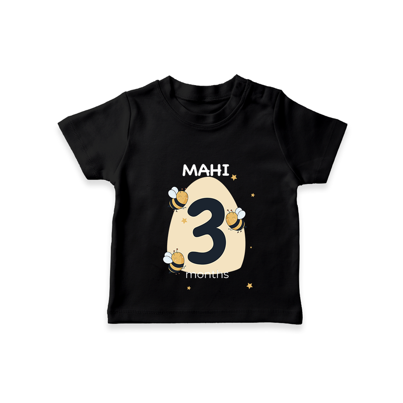 Commemorate your little one's 3rd month with a customized T-Shirt - BLACK - 0 - 5 Months Old (Chest 17")