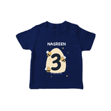 Baby T-Shirt Birthday Outfit - 3rd Month | Personalized T-Shirt | Cozy Cotton Fabric - NAVY BLUE - 0-5 Months Old (Chest 17")