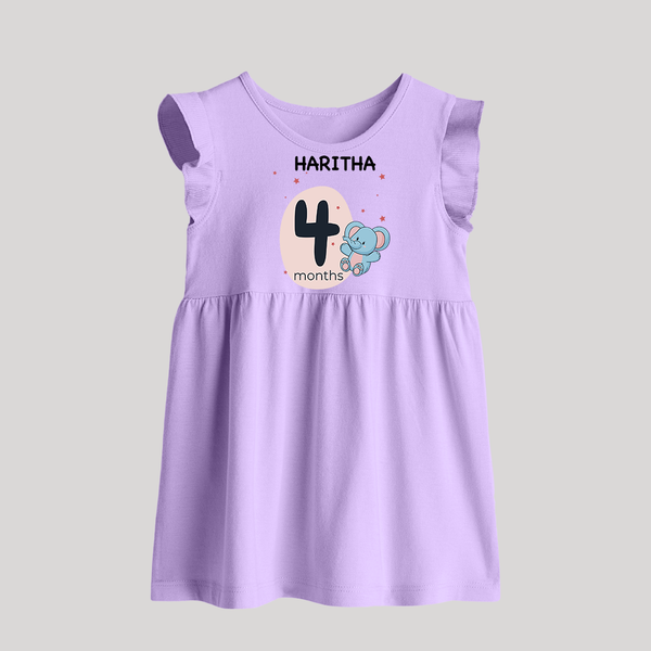 Baby Baby Frock Birthday Outfit - 4th Month | Personalized Baby Frock | Cozy Cotton Fabric - LILAC - 0 - 3 Months Old (Chest 17")