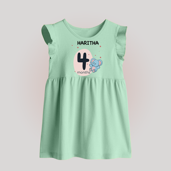 Baby Baby Frock Birthday Outfit - 4th Month | Personalized Baby Frock | Cozy Cotton Fabric - MINT GREEN - 0 - 3 Months Old (Chest 17")