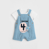 Commemorate your little one's 4th month with a customized Dungaree Set - SKY BLUE - 0 - 5 Months Old (Chest 17")