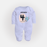 Commemorate This Special Moment With Our Bespoke Baby Sleep Suit, Perfect For 4-Month Celebration - BABY BLUE - New Born (Chest 7.5")