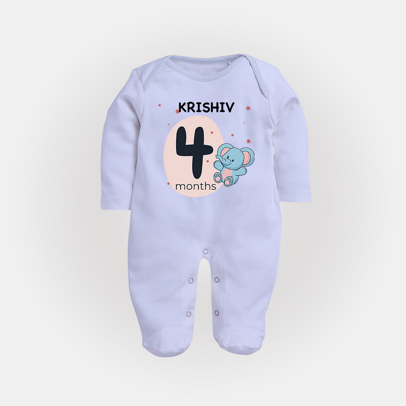 Commemorate This Special Moment With Our Bespoke Baby Sleep Suit, Perfect For 4-Month Celebration - BABY BLUE - New Born (Chest 7.5")