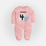 Commemorate This Special Moment With Our Bespoke Baby Sleep Suit, Perfect For 4-Month Celebration - BABY PINK - New Born (Chest 7.5")