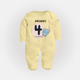 Commemorate This Special Moment With Our Bespoke Baby Sleep Suit, Perfect For 4-Month Celebration - PASTEL YELLOW - New Born (Chest 7.5")