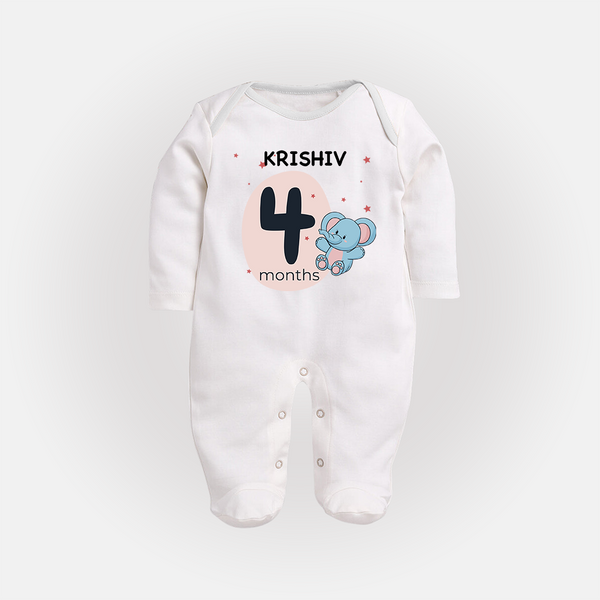 Commemorate This Special Moment With Our Bespoke Baby Sleep Suit, Perfect For 4-Month Celebration - WHITE - New Born (Chest 7.5")