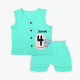 Commemorate your little one's 4th month with a customized Jabla Set - AQUA GREEN - 0 - 3 Months Old (Chest 9.8")