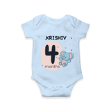 Commemorate This Special Moment With Our Bespoke Baby Romper, Perfect For 4-Month Celebration - BABY BLUE - 0 - 3 Months Old (Chest 16")