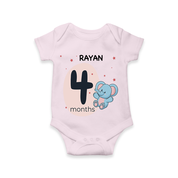 Commemorate your little one's 4th month with a customized romper - BABY PINK - 0 - 3 Months Old (Chest 16")