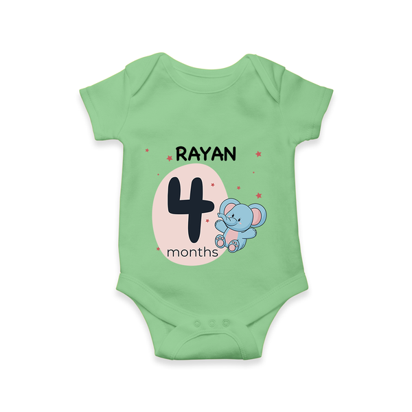 Commemorate your little one's 4th month with a customized romper - GREEN - 0 - 3 Months Old (Chest 16")