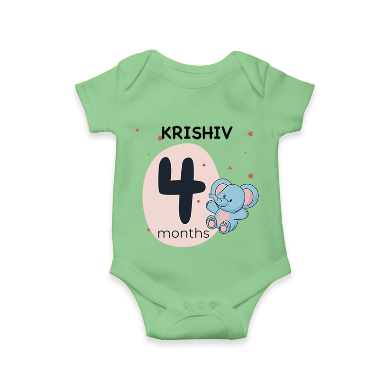 Commemorate This Special Moment With Our Bespoke Baby Romper, Perfect For 4-Month Celebration - GREEN - 0 - 3 Months Old (Chest 16")