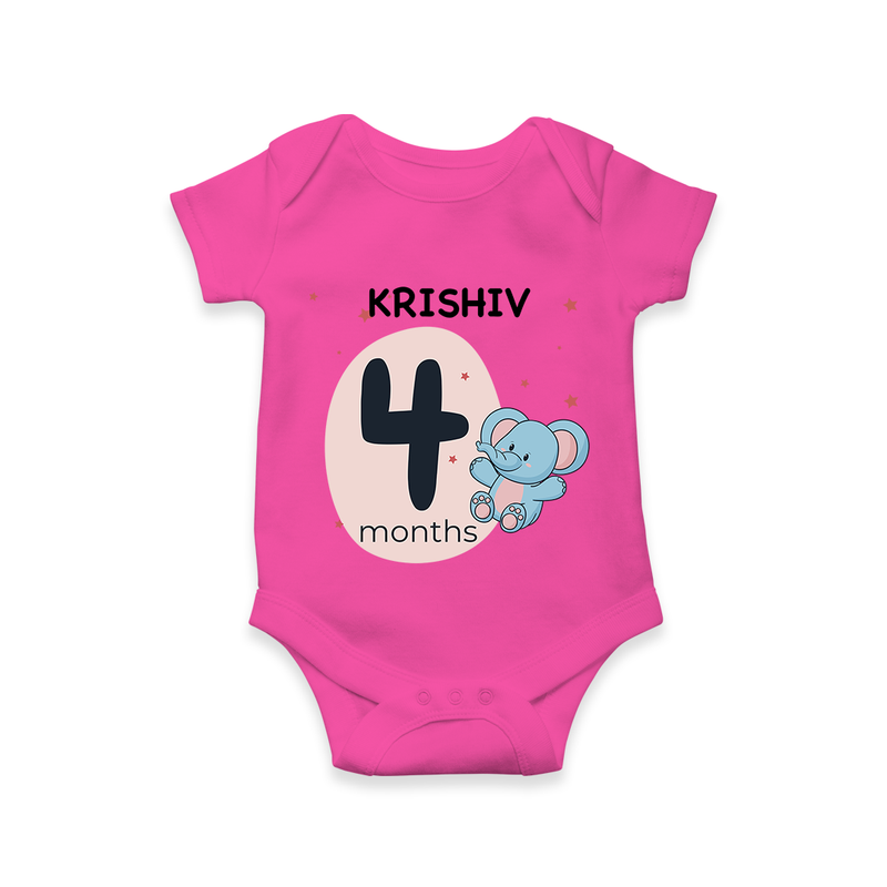 Commemorate This Special Moment With Our Bespoke Baby Romper, Perfect For 4-Month Celebration - HOT PINK - 0 - 3 Months Old (Chest 16")