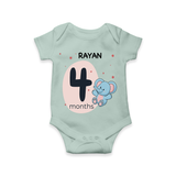 Commemorate your little one's 4th month with a customized romper - MINT GREEN - 0 - 3 Months Old (Chest 16")