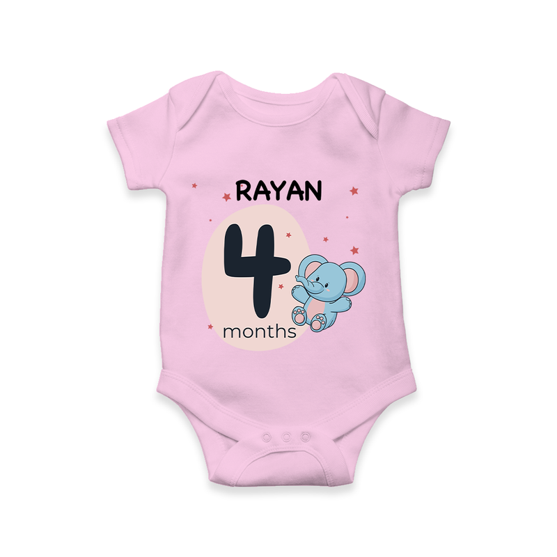 Commemorate your little one's 4th month with a customized romper - PINK - 0 - 3 Months Old (Chest 16")