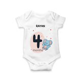 Commemorate your little one's 4th month with a customized romper - WHITE - 0 - 3 Months Old (Chest 16")