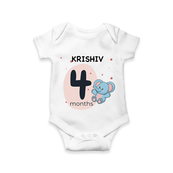 Commemorate This Special Moment With Our Bespoke Baby Romper, Perfect For 4-Month Celebration - WHITE - 0 - 3 Months Old (Chest 16")