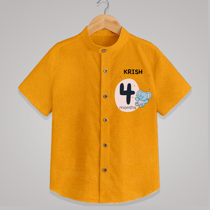 Baby Shirt Birthday Outfit - 4th Month | Personalized Shirt | Cozy Cotton Fabric - CHROME YELLOW - 0 - 6 Months Old (Chest 23")