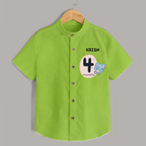 Baby Shirt Birthday Outfit - 4th Month | Personalized Shirt | Cozy Cotton Fabric - LIME GREEN - 0 - 6 Months Old (Chest 23")