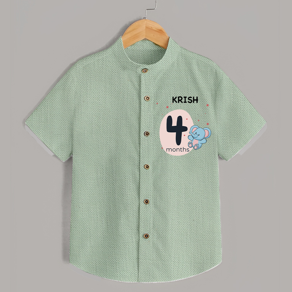 Baby Shirt Birthday Outfit - 4th Month | Personalized Shirt | Cozy Cotton Fabric - MINT GREEN - 0 - 6 Months Old (Chest 23")