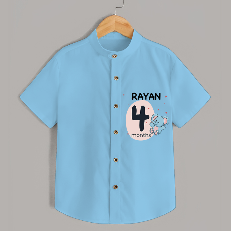 Commemorate your little one's 4th month with a customized Shirt - SKY BLUE - 0 - 6 Months Old (Chest 21")