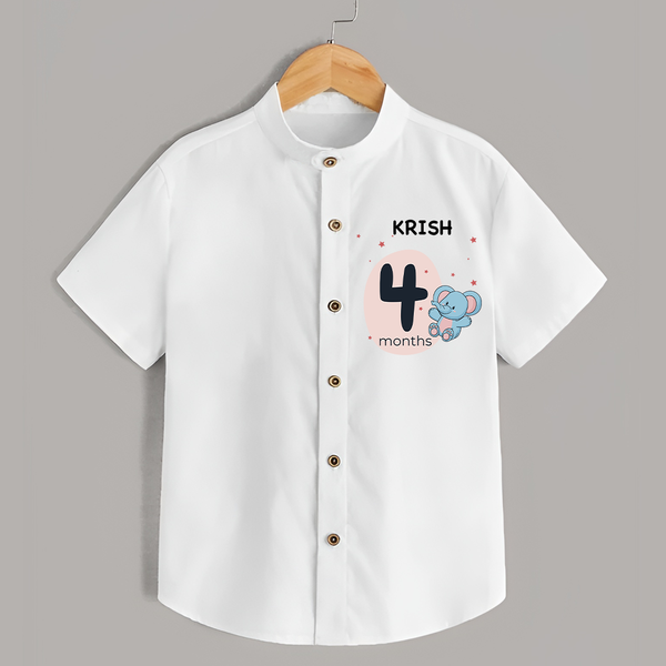 Baby Shirt Birthday Outfit - 4th Month | Personalized Shirt | Cozy Cotton Fabric - WHITE - 0 - 6 Months Old (Chest 23")