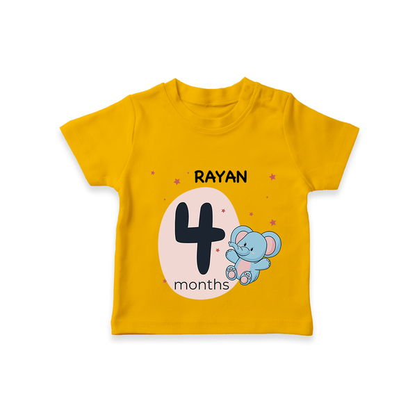 Commemorate your little one's 4th month with a customized T-Shirt - CHROME YELLOW - 0 - 5 Months Old (Chest 17")
