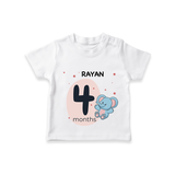 Commemorate your little one's 4th month with a customized T-Shirt - WHITE - 0 - 5 Months Old (Chest 17")