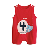 Commemorate This Special Moment With Our Bespoke Baby Romper Suit, Perfect For 4-Month Celebration - RED - 0 - 5 Months Old (Chest 18")