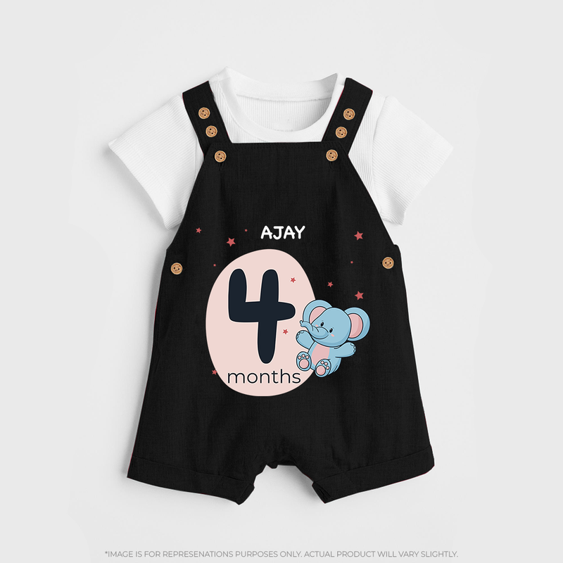 Commemorate This Special Moment With Our Bespoke Baby Dungaree Set, Perfect For 4-Month Celebration - BLACK - 0 - 5 Months Old (Chest 18")