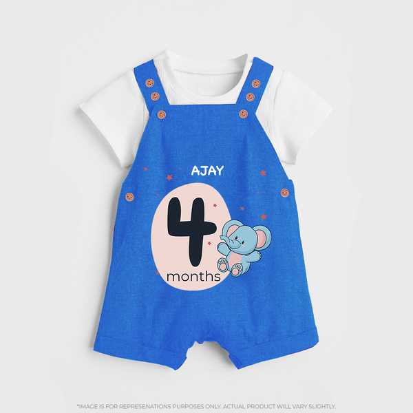 Commemorate This Special Moment With Our Bespoke Baby Dungaree Set, Perfect For 4-Month Celebration - COBALT BLUE - 0 - 5 Months Old (Chest 18")