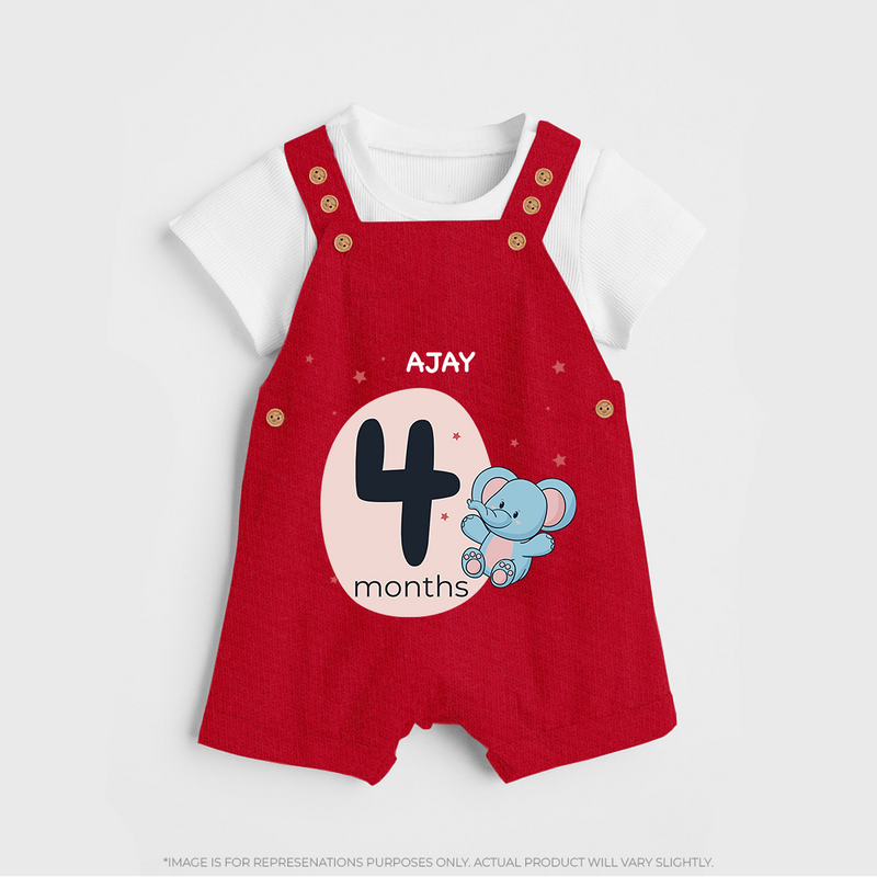 Commemorate This Special Moment With Our Bespoke Baby Dungaree Set, Perfect For 4-Month Celebration - RED - 0 - 5 Months Old (Chest 18")