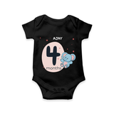 Commemorate This Special Moment With Our Bespoke Baby Romper, Perfect For 4-Month Celebration - BLACK - 0 - 3 Months Old (Chest 16")