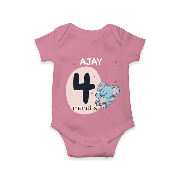 Baby Romper Birthday Outfit - 4th Month | Personalized Bodysuit | Cozy Cotton Fabric - ONION - New Born (Chest 14")