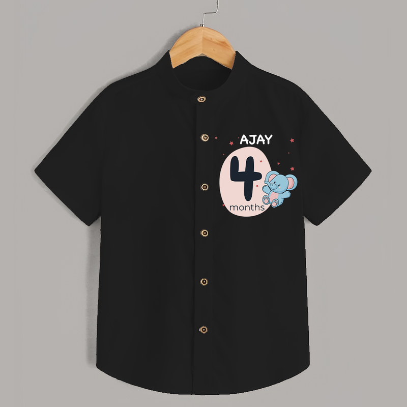 Baby Shirt Birthday Outfit - 4th Month | Personalized Shirt | Cozy Cotton Fabric - BLACK - 0 - 6 Months Old (Chest 23")