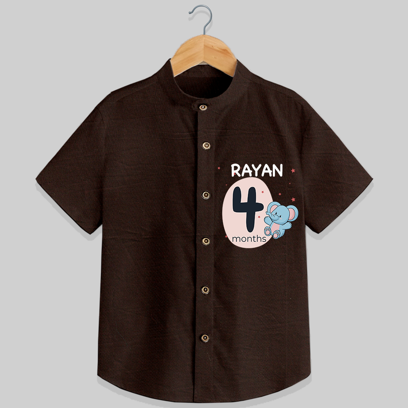 Commemorate your little one's 4th month with a customized Shirt - CHOCOLATE BROWN - 0 - 6 Months Old (Chest 21")