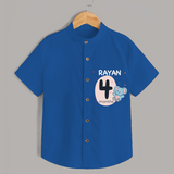 Commemorate your little one's 4th month with a customized Shirt - COBALT BLUE - 0 - 6 Months Old (Chest 21")