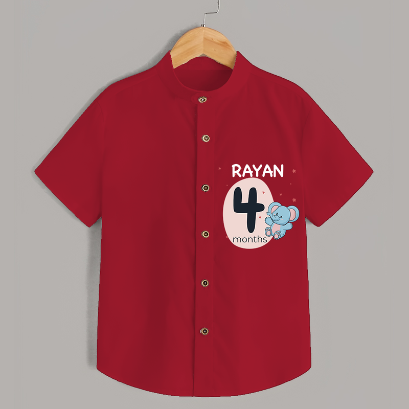 Commemorate your little one's 4th month with a customized Shirt - RED - 0 - 6 Months Old (Chest 21")