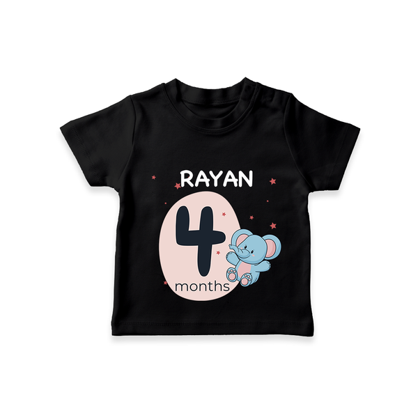 Commemorate your little one's 4th month with a customized T-Shirt - BLACK - 0 - 5 Months Old (Chest 17")
