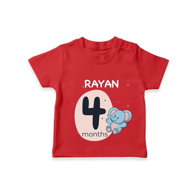 Commemorate your little one's 4th month with a customized T-Shirt - RED - 0 - 5 Months Old (Chest 17")